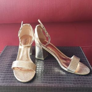 Rose gold heeled sandals